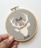 Taupe & Pink Deer Ornament