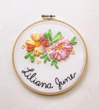 Floral Ribbon Name Hoop