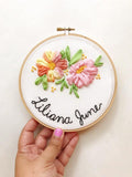 Floral Ribbon Name Hoop