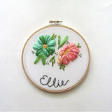Floral Ribbon Name Hoop