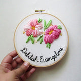 Floral Ribbon Name Hoop