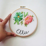Floral Ribbon Name Hoop