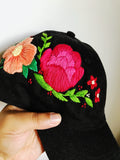 Floral Embroidered Black Cap