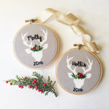 Red, Green & Grey Deer Ornament