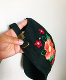 Floral Embroidered Black Cap