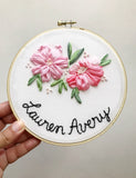 Floral Ribbon Name Hoop