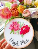 Floral Ribbon Name Hoop